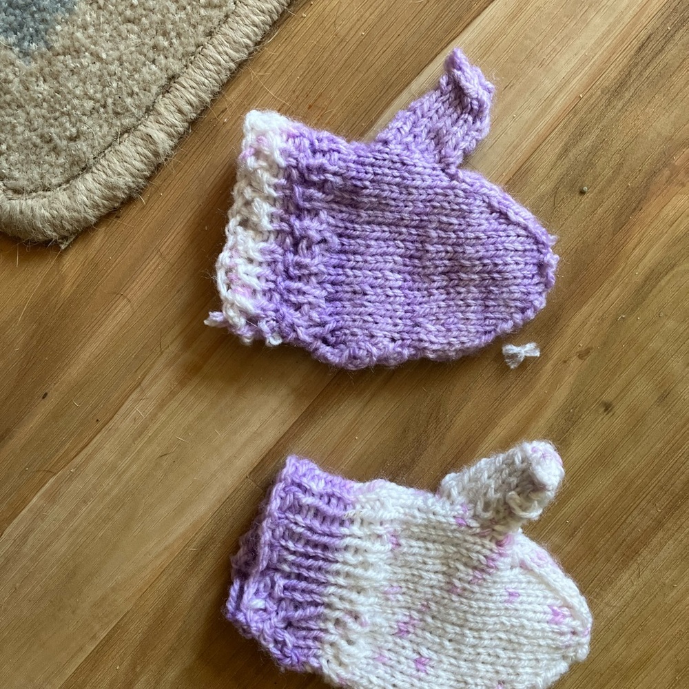 Knitted mittens 2-3 year old baby
